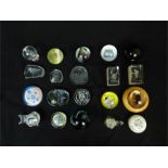 A collection of glass paperweights including a boxed Caithness example