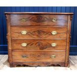 A serpentine topped mahogany chest of drawers; width 110cm; height 90cm; depth 53cm.