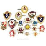 A collection of mainly 1980's Soviet Russian badges, including military and other examples