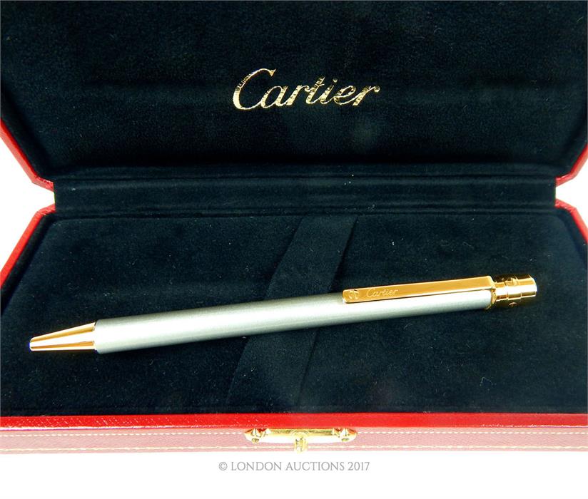 A fine, boxed, Cartier, gold plated ballpoint pen - Image 2 of 2