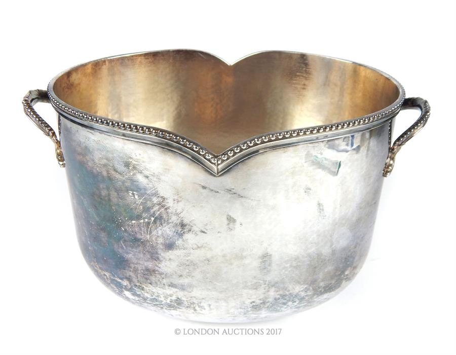 A silver plated Christian Dior ice bucket of oval form, having a beaded border and twin handles - Image 4 of 4