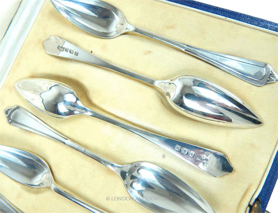 A cased set of six Art Deco grapefruit spoons by Mappin and Webb Ltd - Image 2 of 2