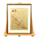 Attributed to Frank Jameson (1899-1968) pencil and pastel portrait 'Woman on a Chair'