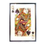 A modern Queen of Spades playing card collage; sight size 140cm x 95cm.