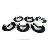 Susie Cooper 'Keystone' fine bone china set of 6 cups and saucers