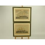 After T G Dutton, a pair of hand coloured prints of clippers, 'Mirage' and 'Yorkshire'