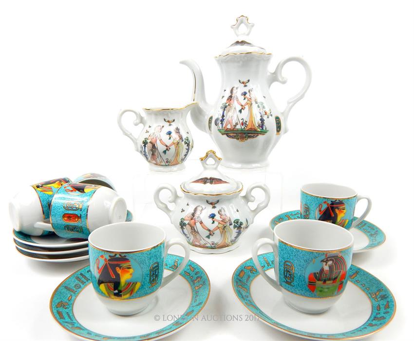 An Egyptian 'Fine Royal Porcelain' coffee service together with a set of six coffee cups and saucers - Image 2 of 2