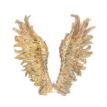 A pair of distressed angel wings; composite materiel; 61cm long.