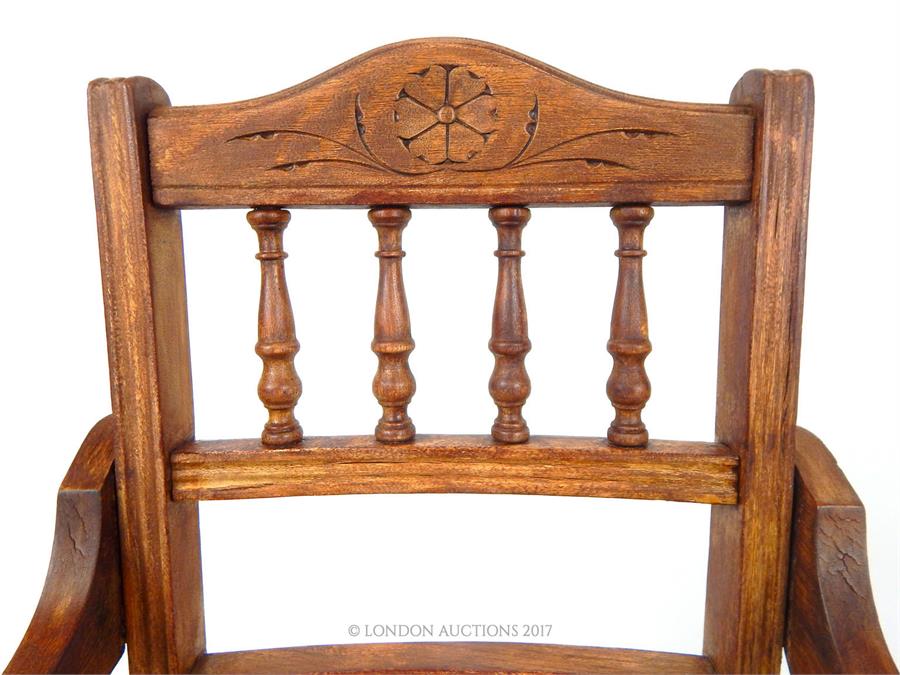 A Victorian style metamorphic child's high chair, folding to become a child's chair with play table - Image 4 of 10