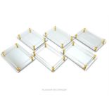 Six mirror based trays with raised transparent rails; 37cm x 25cm.