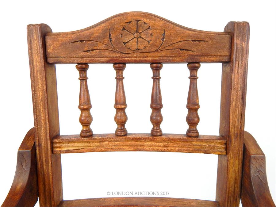 A Victorian style metamorphic child's high chair, folding to become a child's chair with play table - Image 9 of 10