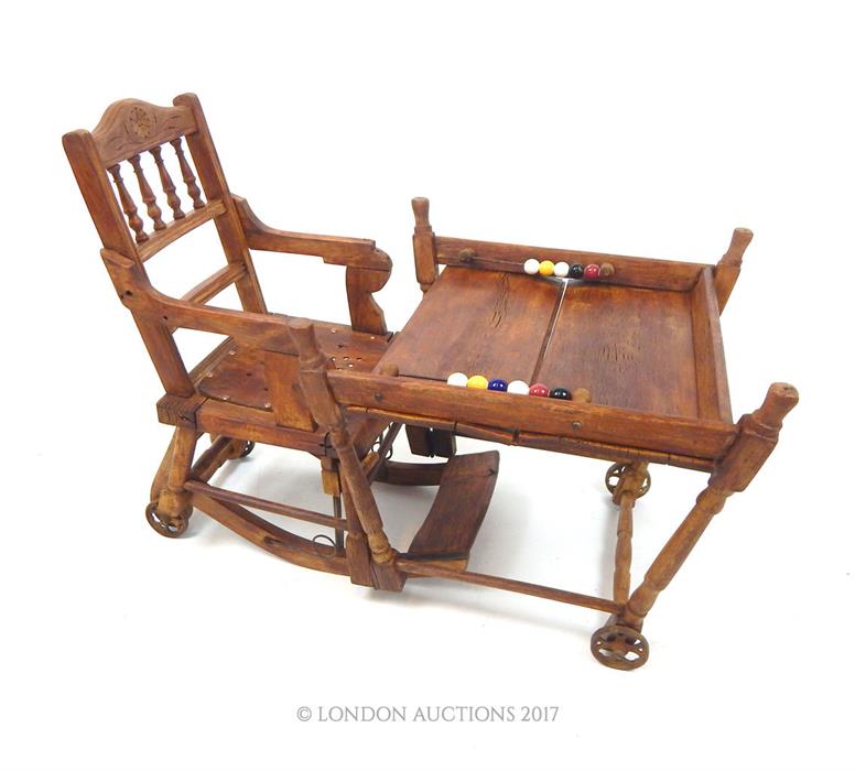 A Victorian style metamorphic child's high chair, folding to become a child's chair with play table - Image 3 of 10