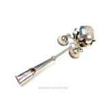 A silver Persian antique baby rattle and whistle
