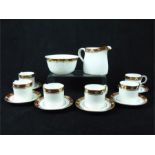 Royal Crown Derby Cloisonné pattern part coffee set; six coffee cans; six saucers; milk jug and