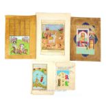 A collection of five 19th and 20th century Persian hand painted gouache and hand written manuscripts