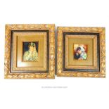 A pair of oil on canvas portraits of an Arabian man and lady, signed