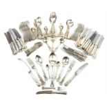 A part set of silver plated kings pattern flatware, originally to seat 18 place settings