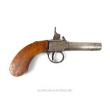 A 19th century, plain percussion cap pistol with circular barrel; a/f.