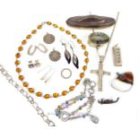 A collection of sterling silver and white metal jewellery