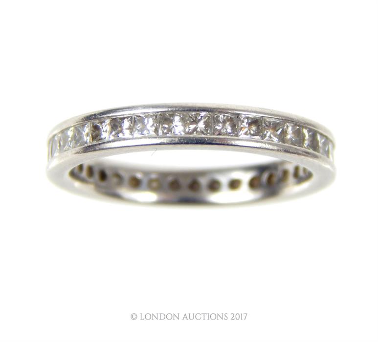 A boxed, platinum and diamond set eternity band - Image 2 of 2