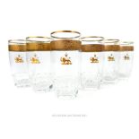 A set of six 1930's Persian Reza Shah Pahlavi crystal wine glasses, made in Austria by Moser