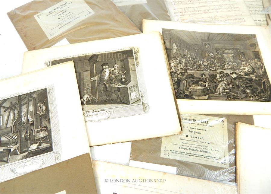 After William Hogarth, a large collection of German 19th century black and white etchings - Image 2 of 3