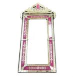 A Venetian style wall mirror, with a bevelled rectangular plate