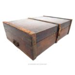 A heavy early 19th century mahogany campaign silver chest with iron strap work