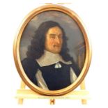 An oval portrait of a 17th century gentleman; unsigned; oil on canvas with modern gilt frame;