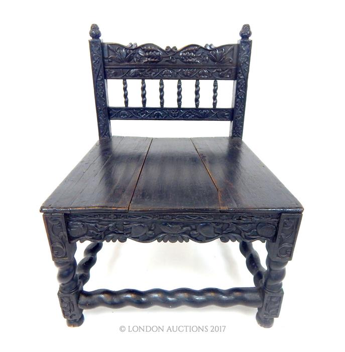 A late 17th Century Colonial Dutch East Indies Carved Ebony Chair, from Batavia or Sri Lanka - Image 2 of 3