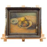 Esmie L. Keen, oil on board 'Still Life', apples in a bowl