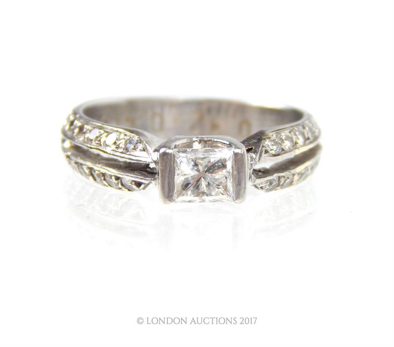 A boxed, platinum, diamond solitaire ring - Image 2 of 3