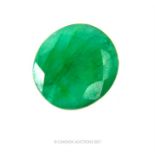 A 10 carat natural, oval shaped, faceted emerald with eye visible inclusions (loose stone)