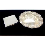 An Art Deco hallmarked sterling silver compact with a Victorian hallmarked silver bon bon dish