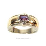 9 ct yellow and white gold ruby-set ring