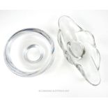 Two fine quality, 20th century, hand-blown clear glass bowls by Orrefors and Daum Nancy