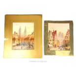 A pair of late 19th century watercolours of continental market scenes