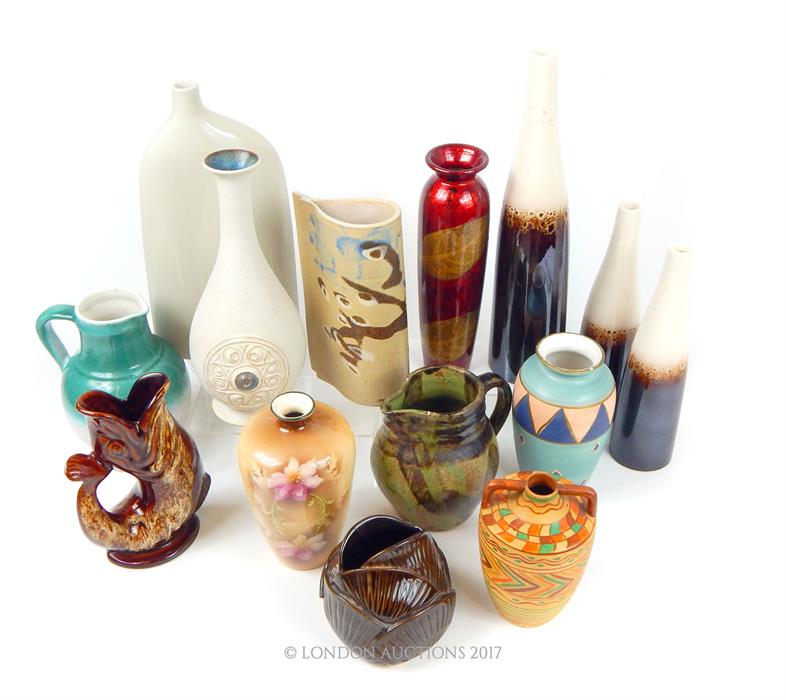 A collection of various ceramic vases and jugs, including a hand painted Jeff Banks 'Ports of Call' - Image 2 of 2