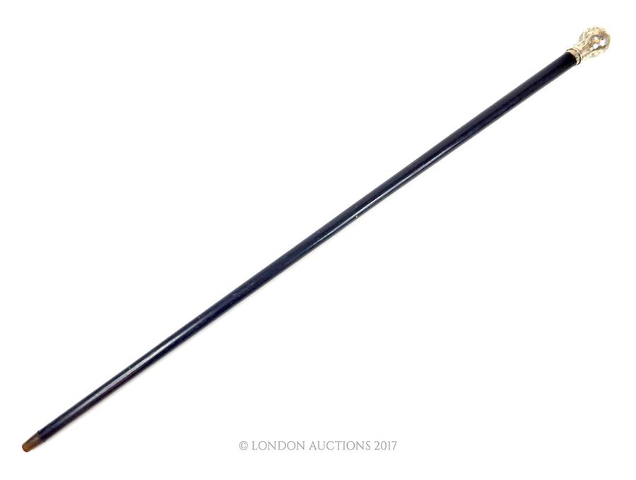 An Edwardian, ebonised walking cane with a sterling silver top - Image 2 of 2