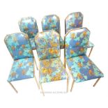 Six retro chrome framed chairs with upholstered backs and seats; legs have been slightly bent