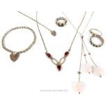 A collection of sterling silver jewellery items