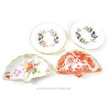 Two Royal Crown Derby side dishes and two Wedgewood dishes