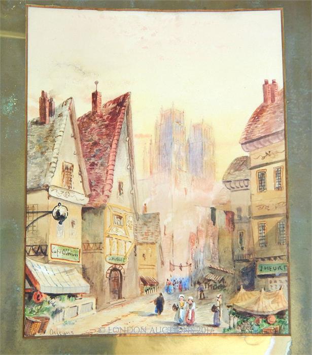 A pair of late 19th century watercolours of continental market scenes - Image 3 of 3