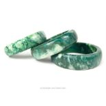 Three, chunky, jade bangles