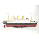 A Marklin tinplate reproduction of an earlier clockwork model ship "Viktoria" with moving parts