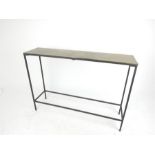 A contemporary Conran style console table, with a bronze top