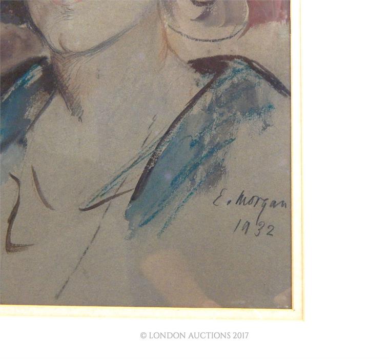Edwin Morgan RA (1881-?) Pastel and watercolour study of lady in a cloche hat; signed and dated " - Image 3 of 3