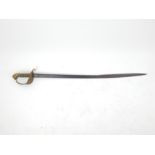 A late 19th century naval officer's sword, some faint engraving to the blade on bot sides; without