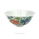 A Chinese, Docai, porcelain, famille vert, dragon bowl