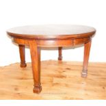 An attractive, late Victorian, mahogany circular dining table,